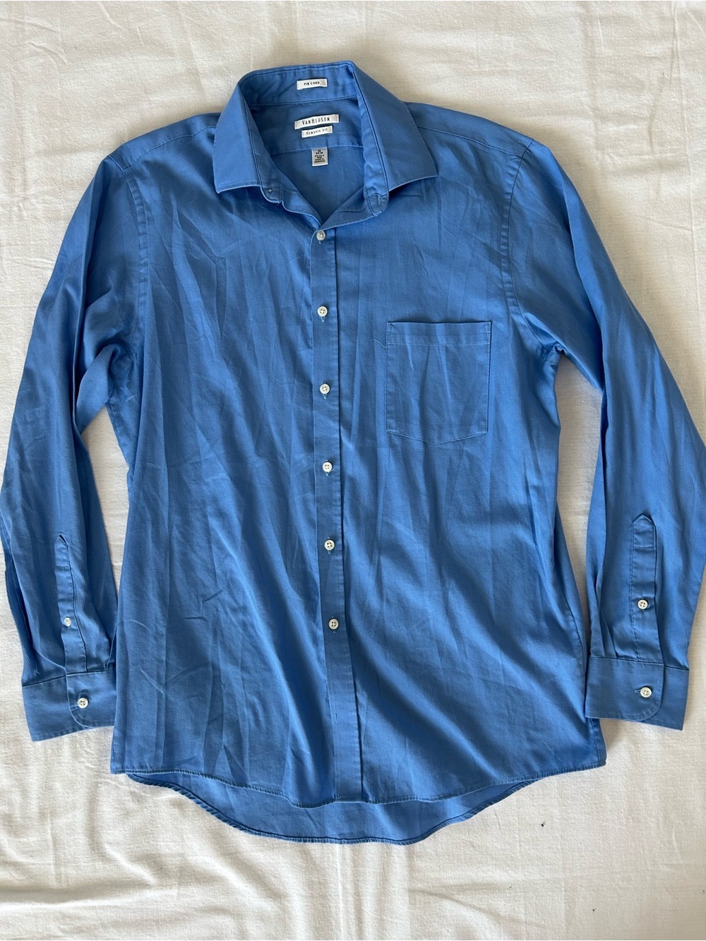Van Heusen | Men’s Blue Long Sleeve Button Up Dress Shirt size 16 34/35 Pin Cord